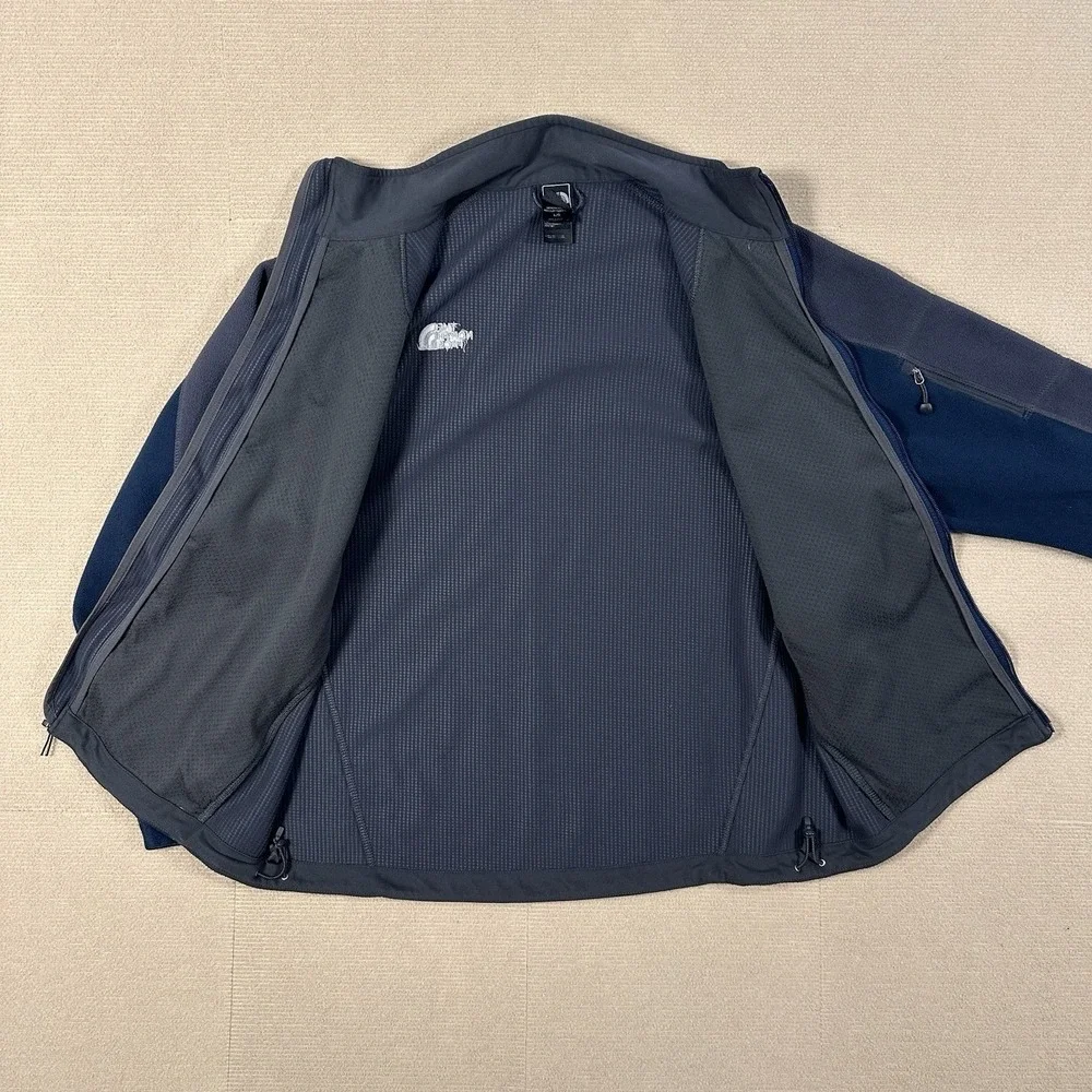 The North Face WindWall 1 Fleece Jacket Mens L Blue Gray Full Zip Outdoor Hiking